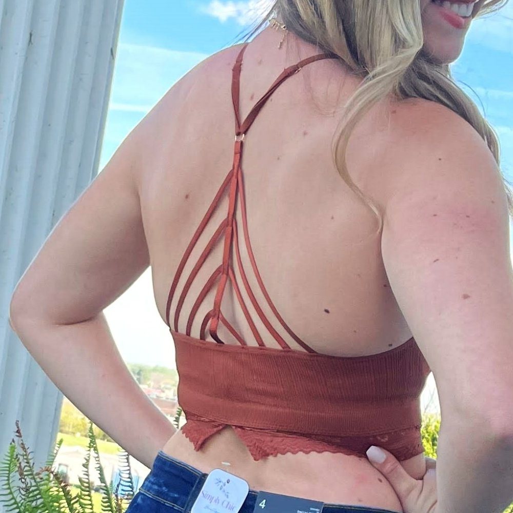 High neck burnt orange bralette